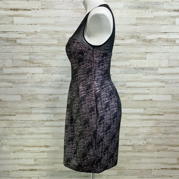 Club Monaco Bria Metallic Dress Womens Size 4 Soot Black/Noir Silk Top Pockets - Picture 5 of 15